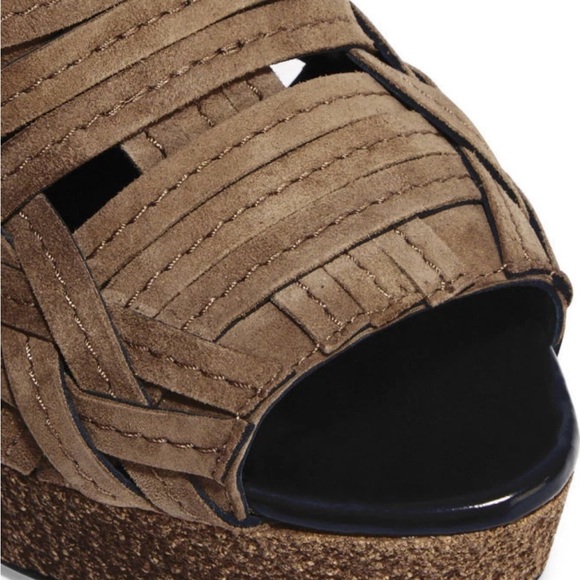 BURBERRY Women's Brown Peep Toe DARFIELD desert woven suede ankle boots 38 / 8 - Picture 9 of 9